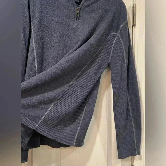 Colorado Clothing Men Blue Terrycloth Quarter Zip Ribbed Panel Pullover Size XL - Picture 3 of 11